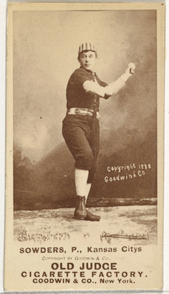 John Sowders, Pitcher, Kansas City Cowboys, from the Old Judge series (N172) for Old Judge Cigarettes by Goodwin & Company, photograph, 1888