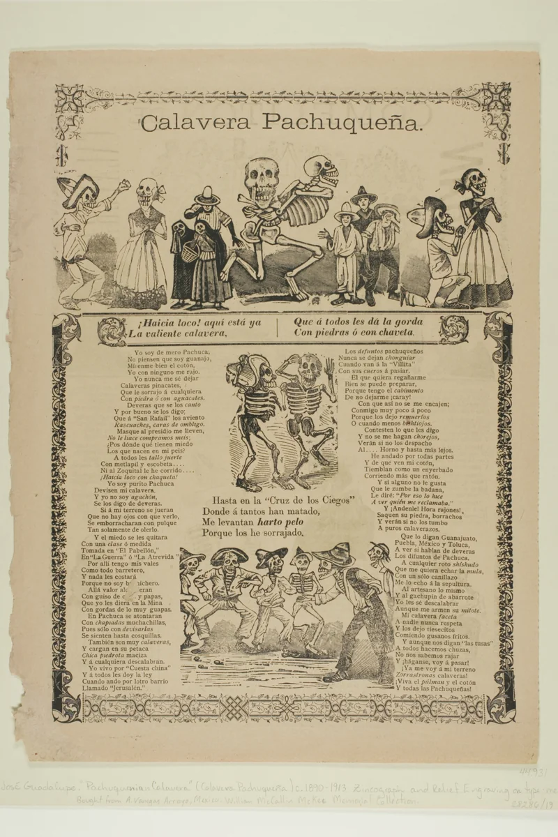 Calavera Pachuqueña by José Guadalupe Posada, print, 1871-1913