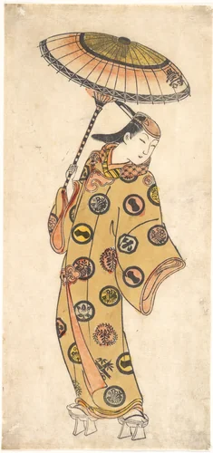 A Dandy of More Than Questionable Morals Out Walking on a Cold Day by Ishikawa Toyonobu, print, 1718-1738