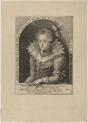 Elizabeth, Princess, Wife of the Elector Palatine Frederick V, King of Bohemia by Crispijn van de Passe I, print, 1565-1637