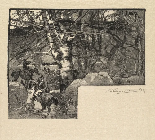 Fontainebleau Forest: Ride to the Hounds at Mont-Gérard (La Forêt de Fontainebleau: Une chasse au Mont-Gérard) by Auguste Louis Lepère, book, 1890