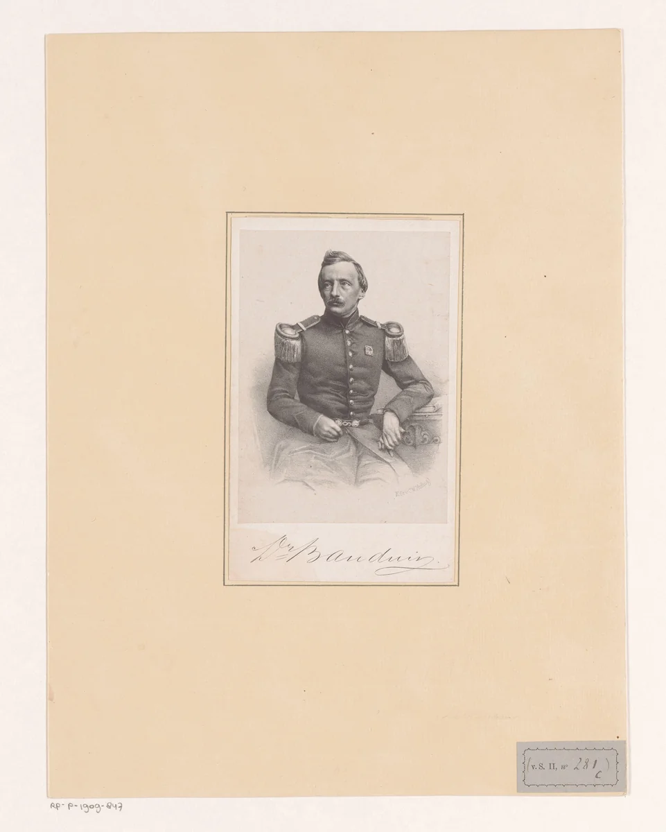 Portret van Antoon Bauduin by anonymous, print, 1847-1865