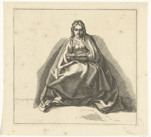 Lezende vrouw by anonymous, print, 1670-1706