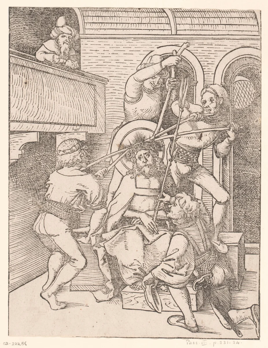 Doornenkroning by anonymous, print, 1490-1526