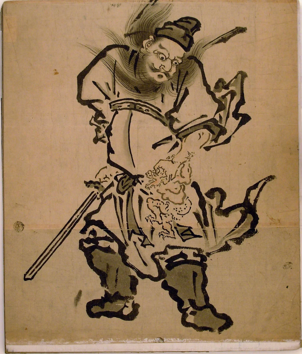 Shôki the Demon Queller, from an album of paintings of Shôki, Edo period (1615–1868) by Artist Unknown, book, 1699-1899
