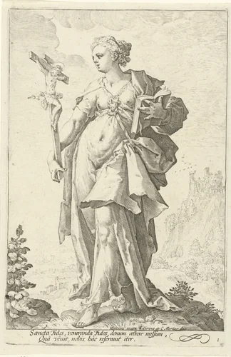 Geloof (Fides) by Unknown, print, 1585-1589