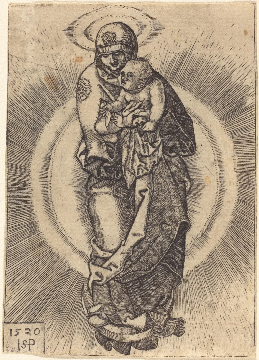 The Virgin and Child on the Crescent by Sebald Beham, print, 1520