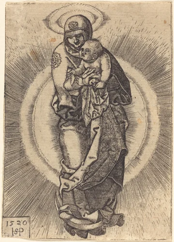 The Virgin and Child on the Crescent by Sebald Beham, print, 1520
