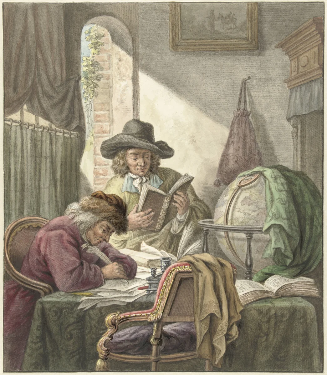 De Geleerden by Abraham Delfos, drawing, 1798