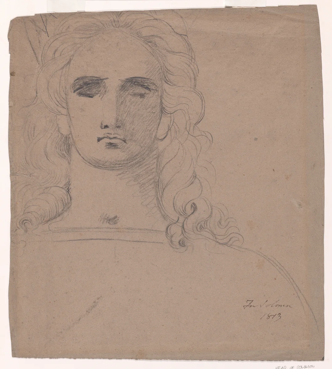 Head of King Solomon (recto); Study of a boy's head and arm (verso) by Benjamin Robert Haydon, drawing, 1813