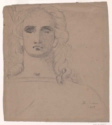 Head of King Solomon (recto); Study of a boy's head and arm (verso) by Benjamin Robert Haydon, drawing, 1813