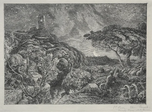 The Lonely Tower by Samuel Palmer, print, 1879