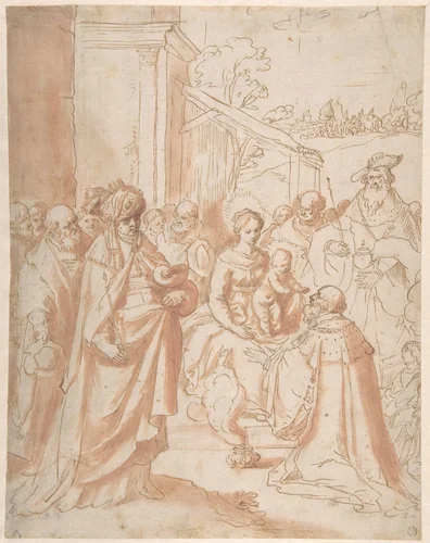Adoration of the Magi by Frans Francken II, drawing, 1595-1642