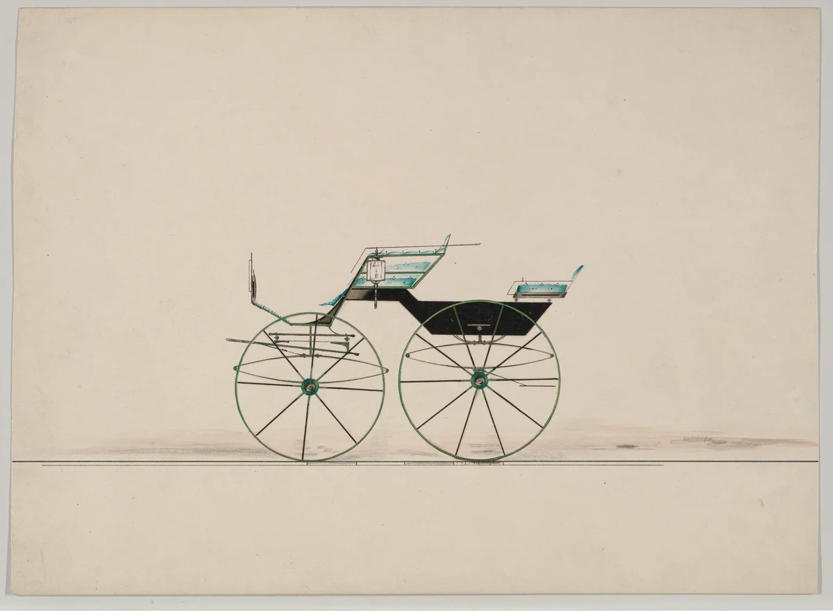 Phaeton, no top (unnumbered) by Brewster & Co., drawing, 1850-1870