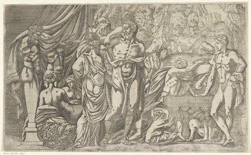 Hercules en Omphale by Unknown, print, 1542-1543