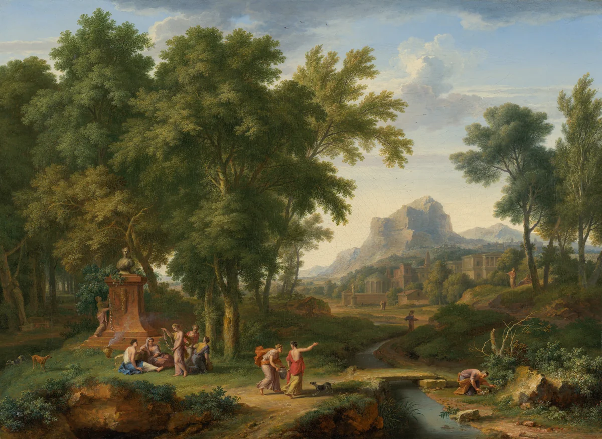 Arcadian Landscape with a Bust of Flora by Jan van Huysum, painting, 1724