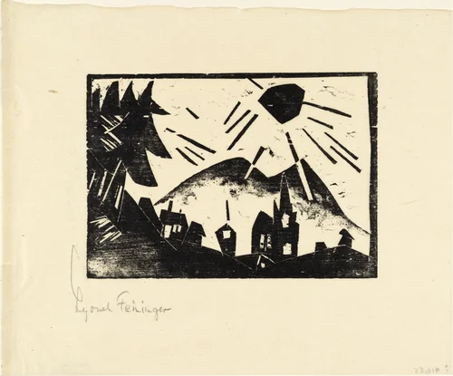 Mountain Village (Gebirgsdorf) for the portfolio 10 Woodcuts by Lyonel Feininger (10 Holzschnitte von Lyonel Feininger) by Lyonel Feininger, print, 1918
