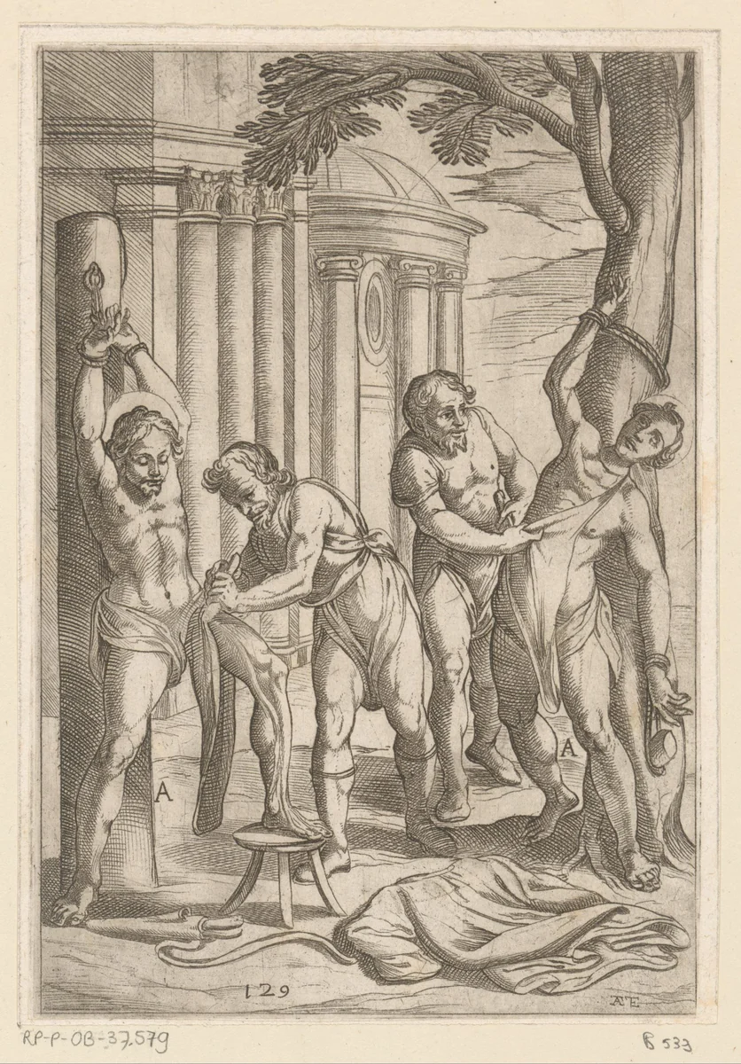 Foltering: het afstropen van de huid by Unknown, print, 1565-1630