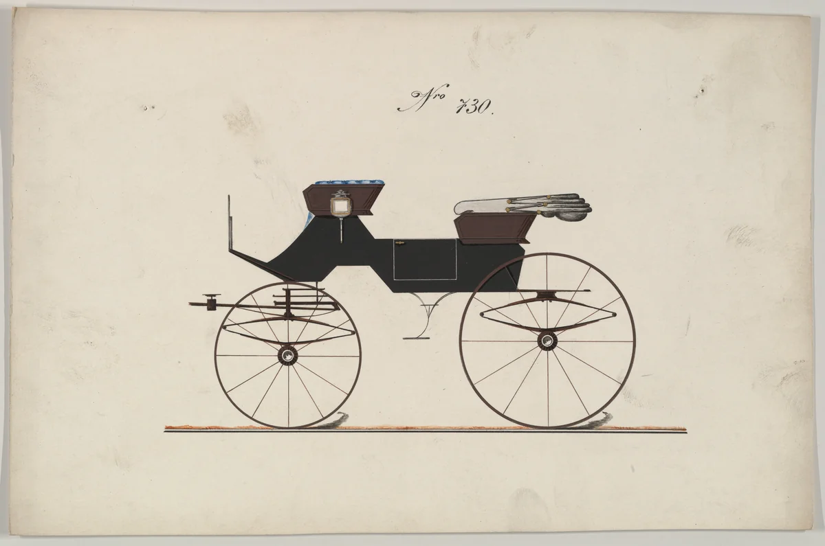 Design for Two Seat Phaeton, no. 730 by Brewster & Co., drawing, 1850-1874