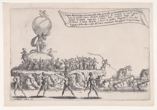 Le Char du Soleil (The Chariot of Sun), from "Guerre de Beauté" (Guerra di Bellezza) (War of Beauty) by Jacques Callot, print, 1616