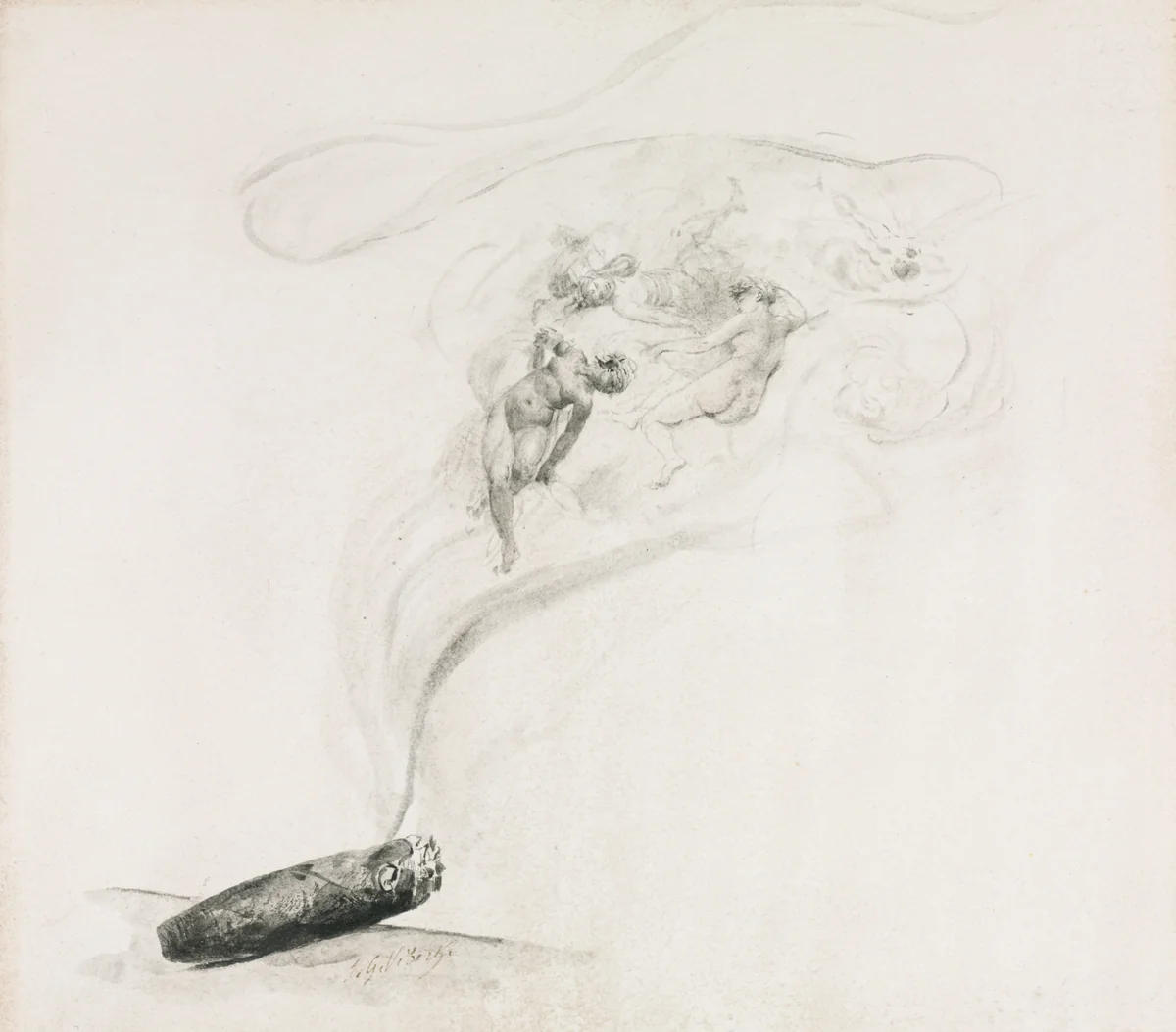 Dans la Fumé by Jehan-Georges Vibert, drawing, 1860-1902