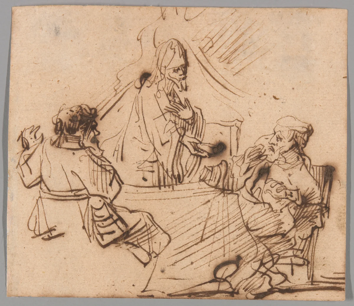 The Supper at Emmaus by Rembrandt van Rijn, drawing, 1626-1669