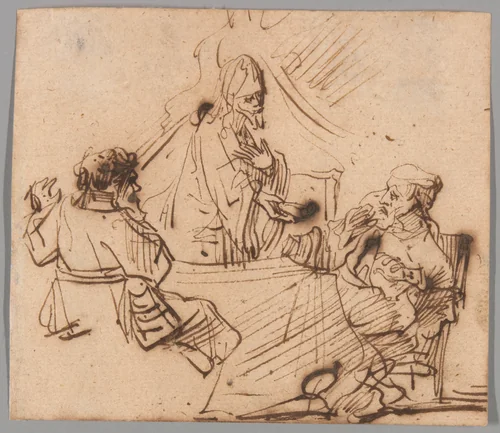 The Supper at Emmaus by Rembrandt van Rijn, drawing, 1626-1669