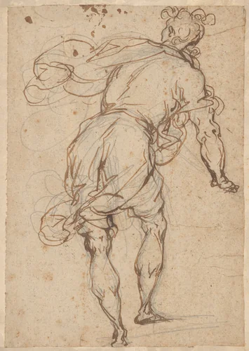 Male Figure Seen from Behind by Alessandro Maganza, drawing, 1600-1613