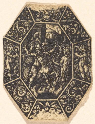 Man on Horseback by Antoine Jacquard, print, 1572-1652