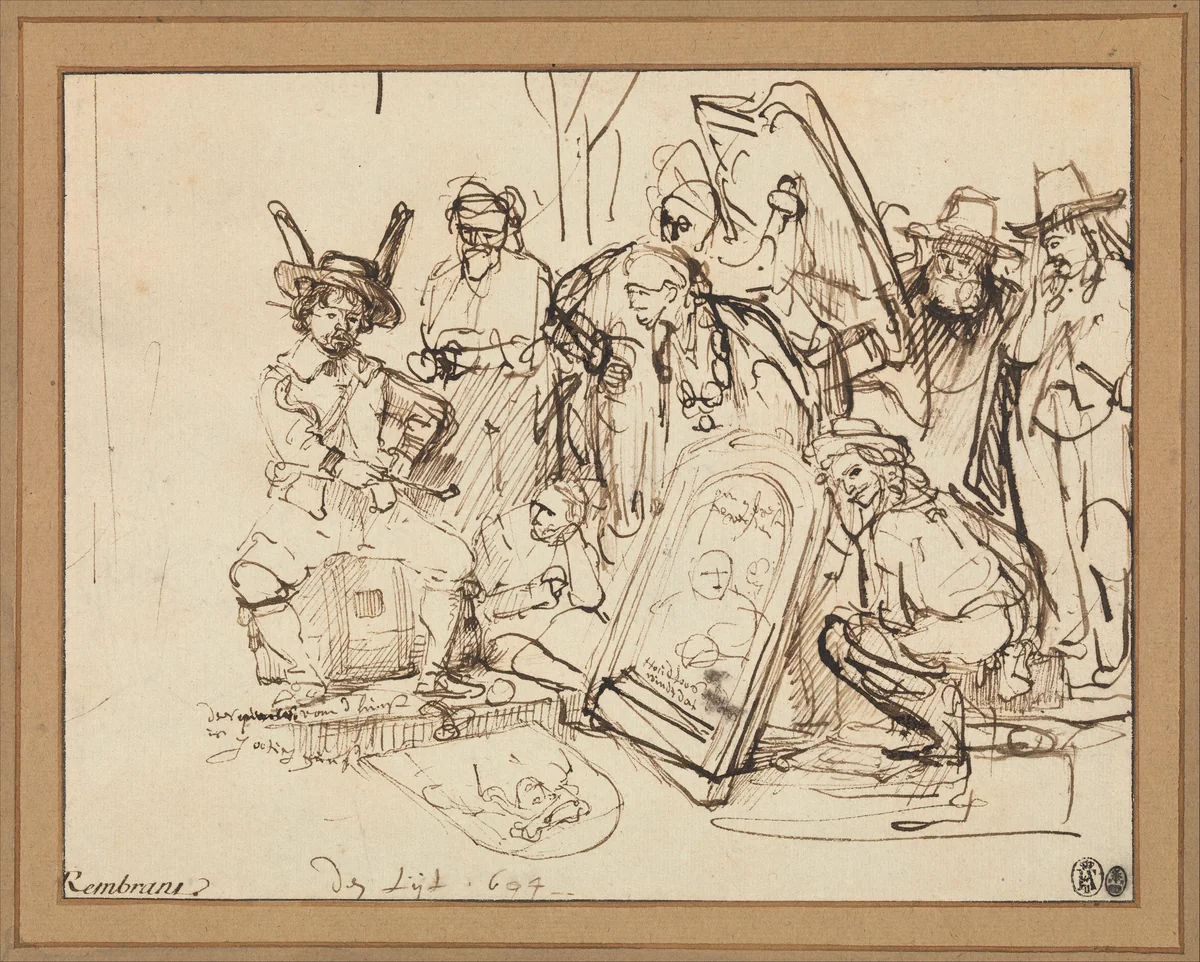 Satire on Art Criticism by Rembrandt van Rijn, drawing, 1644