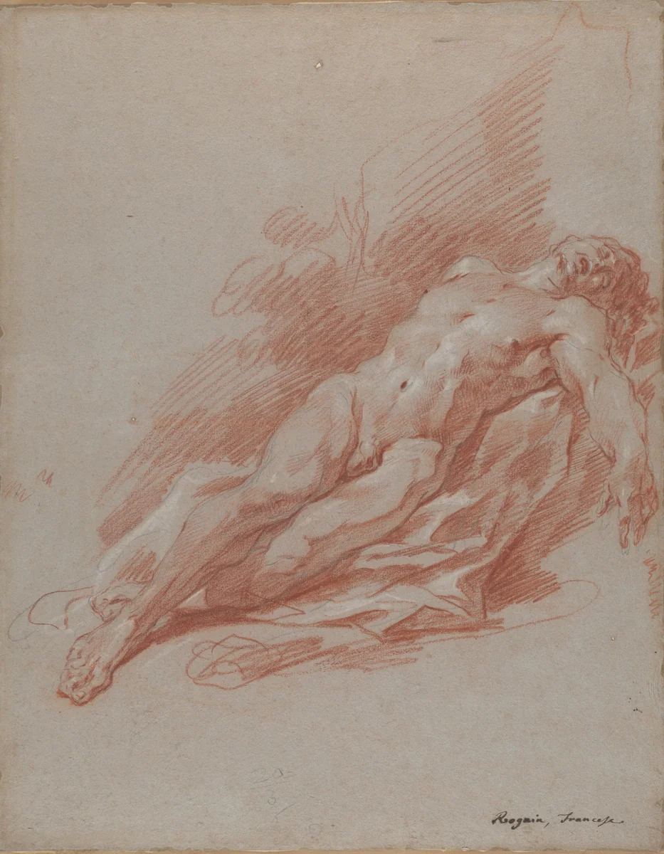 Study of a Male Nude by anonymous, drawing, 1700-1800