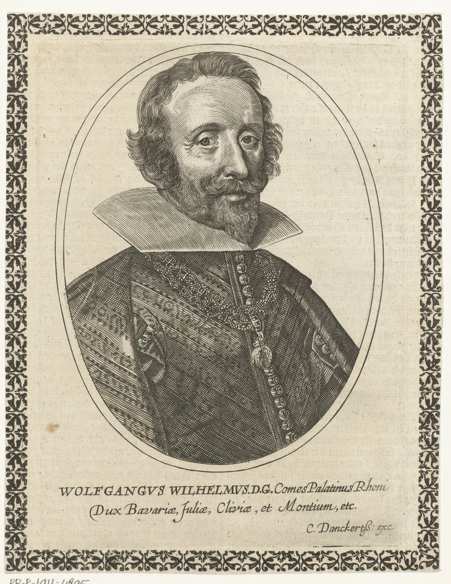 Portret van Wolfgang Willem, paltsgraaf van de Palts-Neuburg in ovaal by Cornelis Danckerts, print, 1613-1656