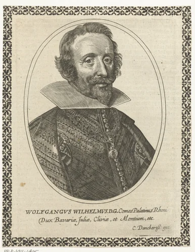 Portret van Wolfgang Willem, paltsgraaf van de Palts-Neuburg in ovaal by Cornelis Danckerts, print, 1613-1656