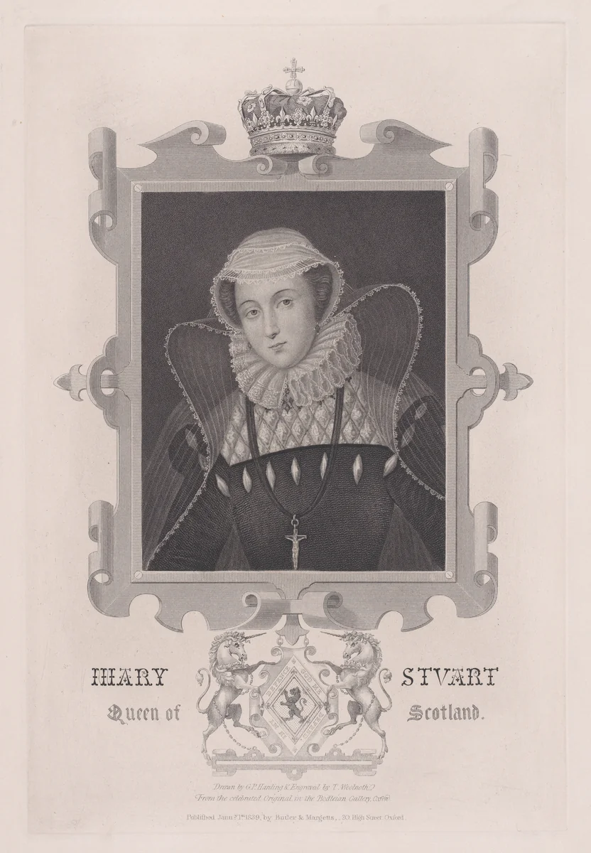 Mary, Queen of Scots by Thomas Woolnoth, print, 1839