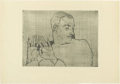 Portrait of Arthur Roessler (Bildnis Arthur Roessler) from The Graphic Work of Egon Schiele (Das Graphische Werk von Egon Schiele) by Egon Schiele, print, 1914