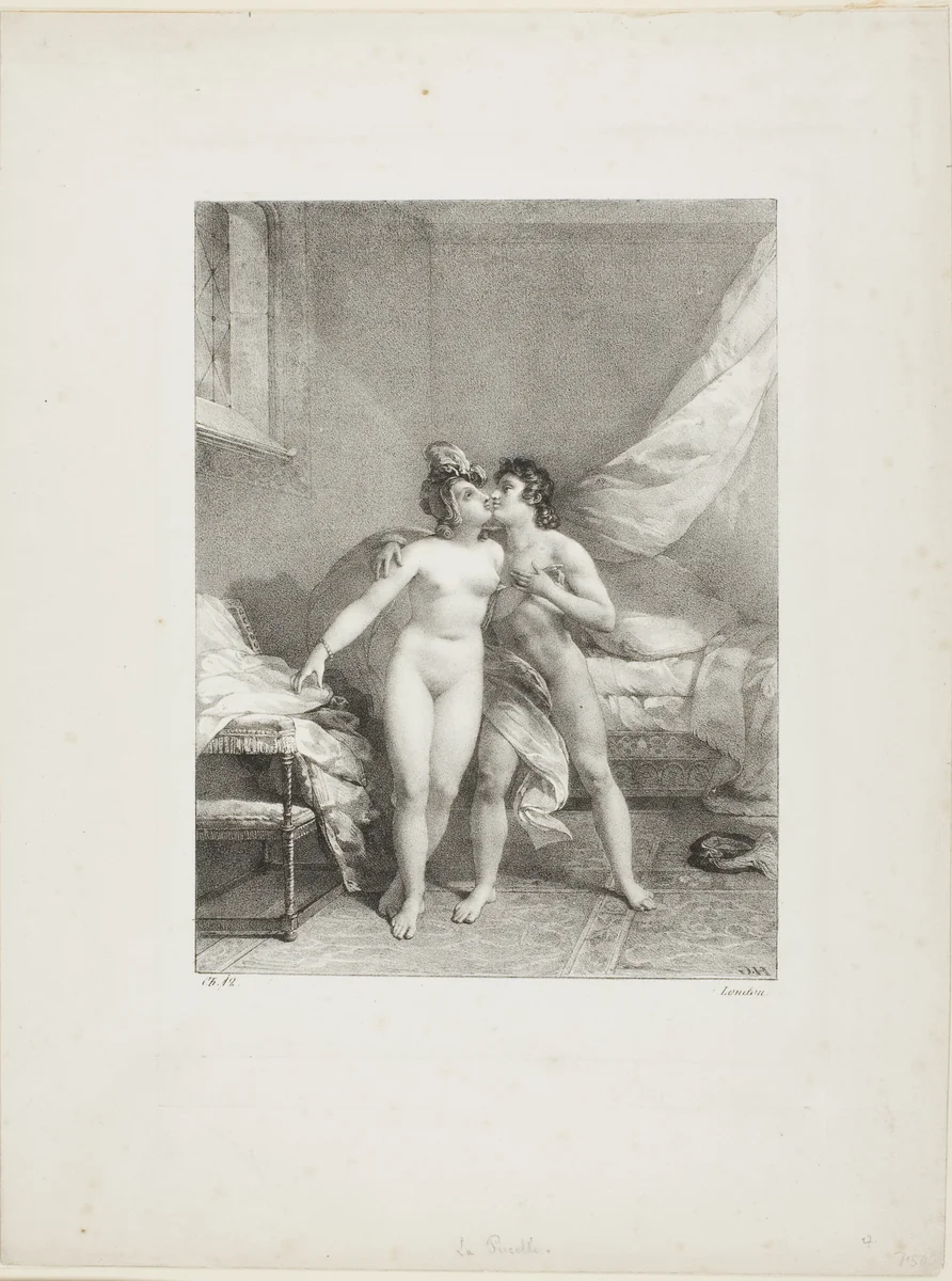 Scene from Voltaire's "La Pucelle d'Orléans" by H. Guérin, print, 1810-1820