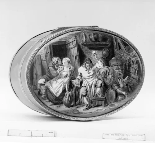 Snuffbox with genre scene by Jean-Lambert Payen, metalwork, 1761-1762