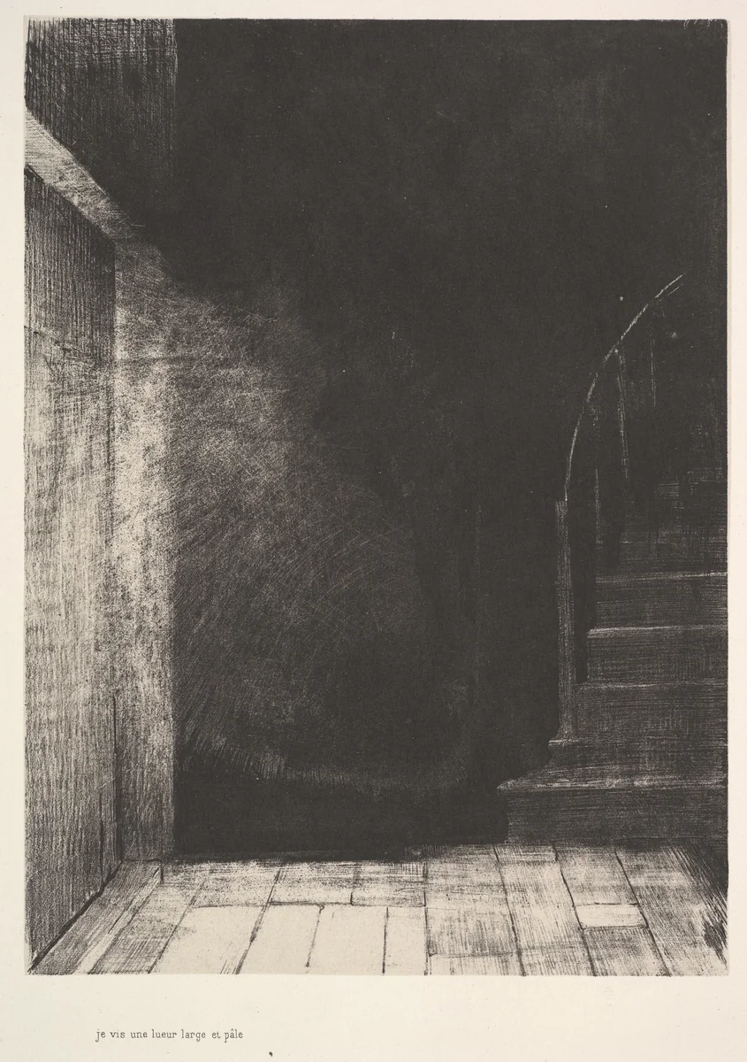 I saw a flash of light, large and pale by Odilon Redon, print, 1896