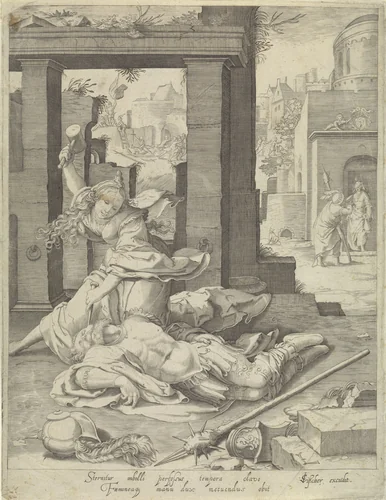 Jaël en Sisera by anonymous, print, 1606-1652