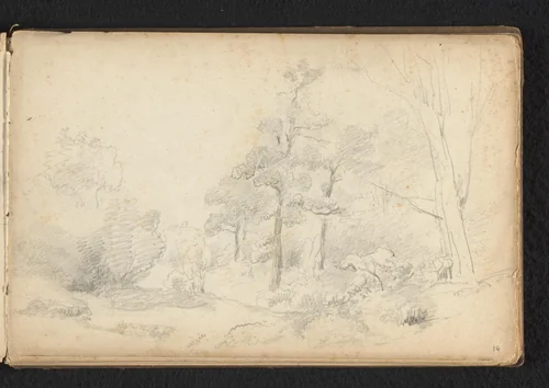 Bos by Jan Bedijs Tom, drawing, 1823-1894