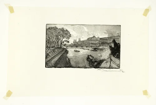 The Louvre, Viewed from the Pont-Neuf, plate thirteen from Le Long de la Seine et des Boulevards by Louis Auguste Lepère, print, 1890