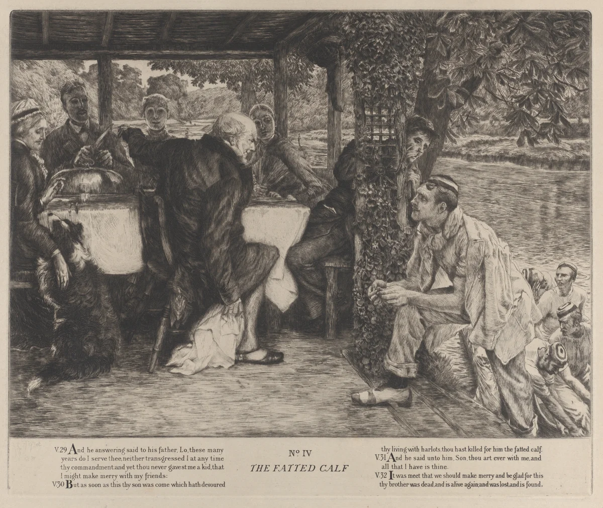 The Parable of the Prodigal Son, No. IV: The Fatted Calf by James Tissot, print, 1882