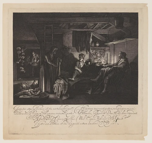 Jupiter and Mercury in the House of Philemon and Baucis by Hendrick Goudt, print, 1612