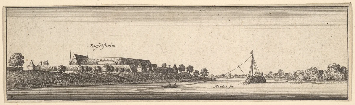 Rüsselsheim by Wenceslaus Hollar, print, 1642-1644