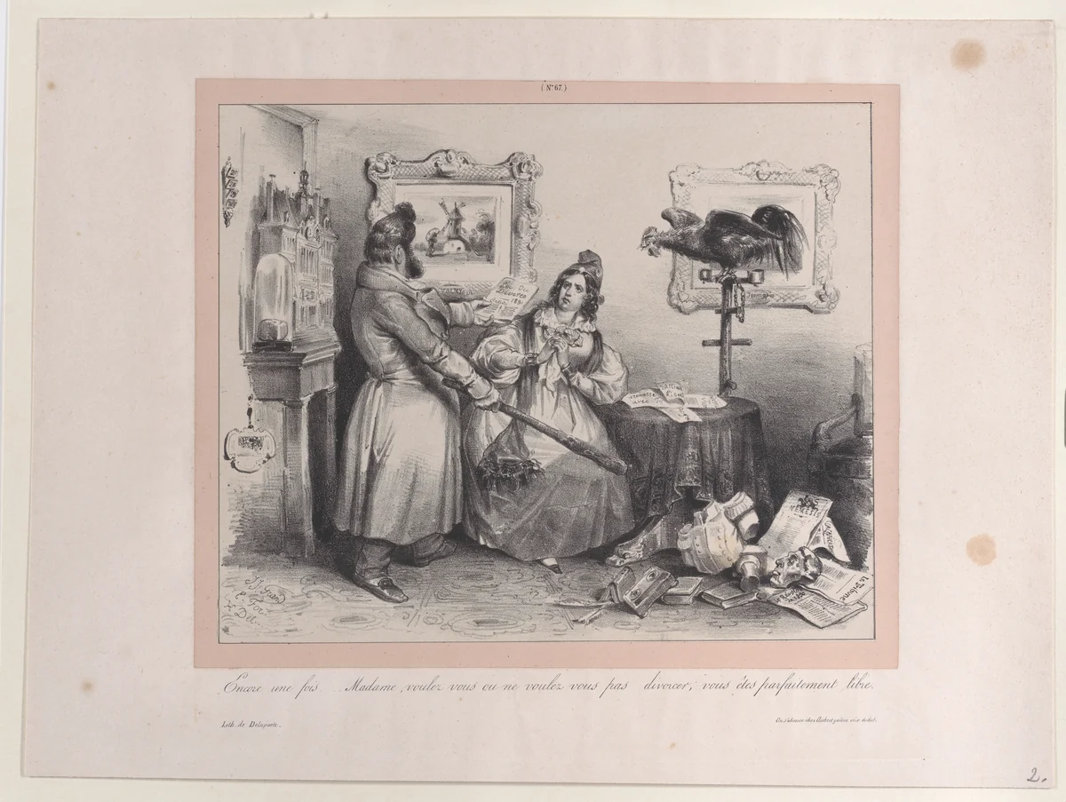 "Again, Madame, whether you do or do not want to divorce, you are perfectly free" by J. J. Grandville, print, 1832