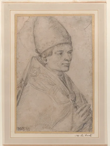 Portrait of a pope, half-length by anonymous, drawing, 1500-1599