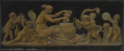 Nymph and Putti; Nymph with a Wreath and Putti with Garlands of Flowers by Piat Joseph Sauvage, painting, 1763-1818