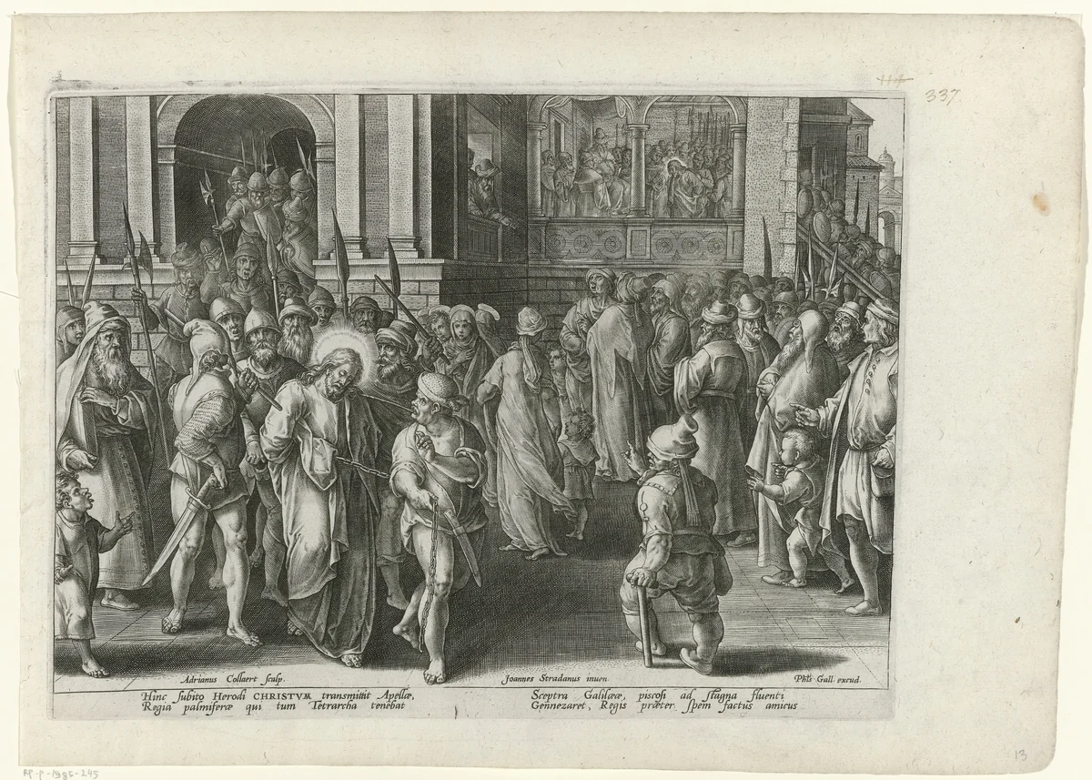 Christus wordt naar Herodes gezonden by Unknown, print, 1585-1586