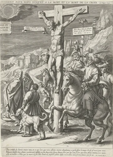 Kruisiging van Christus, rechterdeel by Pieter de Jode, print, 1590-1632