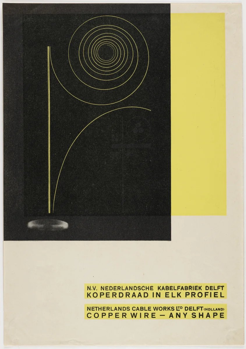 N.V. Nederlandsche Kabelfabriek Delft, Koperdraad in Elk Profiel/Netherlands Cable Works Ltd Delft (Holland), Copper Wire - Any Shape by Piet Zwart, design, 1928